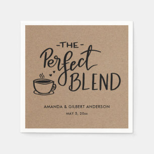 The Perfect Blend Coffee Kraft Paper Wedding Napkin