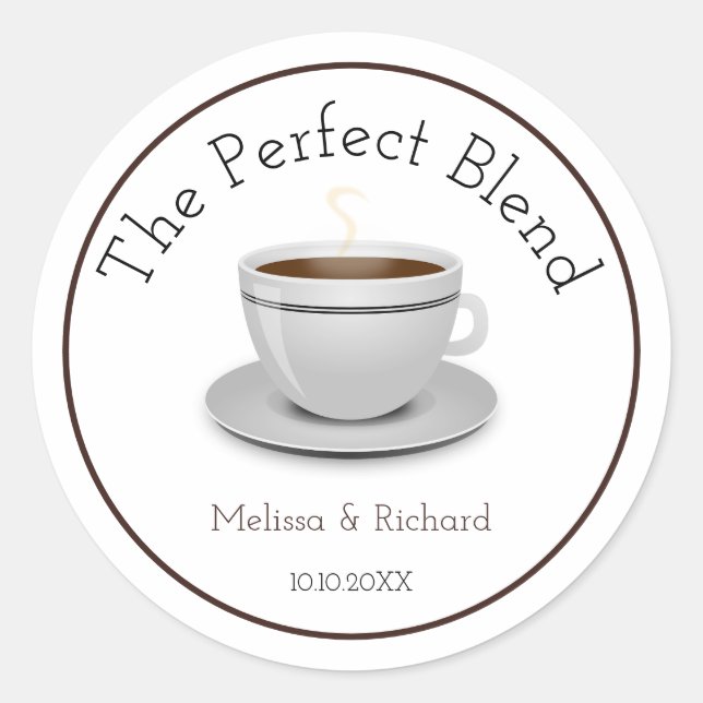 The Perfect Blend Coffee Wedding Classic Round Sticker (Front)