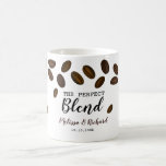 The Perfect Blend Coffee Wedding Coffee Mug<br><div class="desc">Trendy and unique coffee wedding favour mug designed with coffee beans  . Personalize with bride and groom names and wedding date.</div>