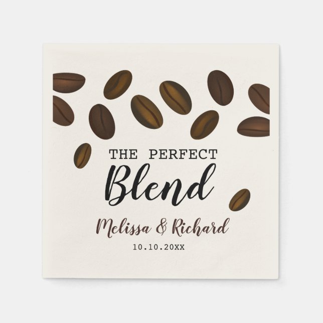 The Perfect Blend Coffee Wedding Napkin (Front)