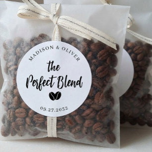 The Perfect Blend Coffee Wedding Party Favour Classic Round Sticker