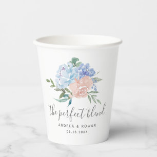 The Perfect Blend Dusty Blue and Pink Floral Paper Cups