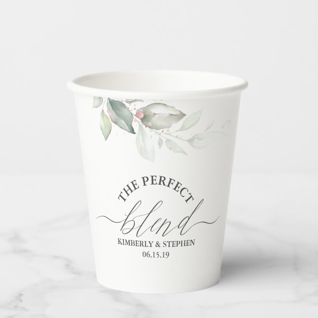 The Perfect Blend Elegant Greenery Leaves  Paper C Paper Cups (Front)