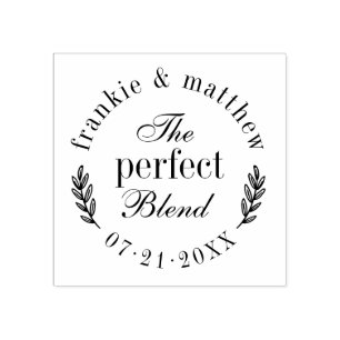 The Perfect Blend   Elegant Script Wedding Favor Rubber Stamp