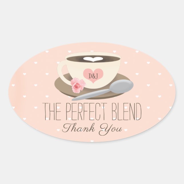 The Perfect Blend Monogram Coffee Cup Oval Sticker (Front)