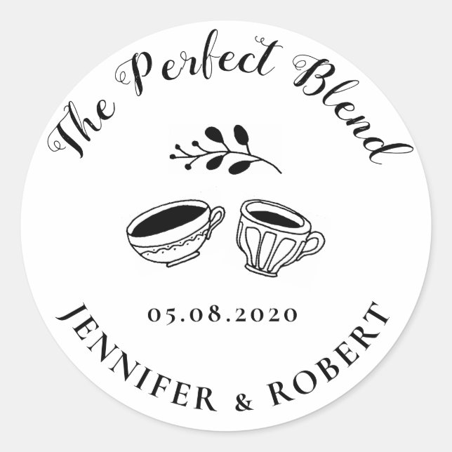 the perfect blend monogram wedding  classic round sticker (Front)