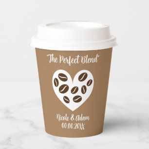 "The Perfect Blend" paper coffee cups for wedding