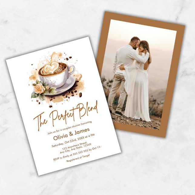 The Perfect Blend Photo Wedding Couples Shower Invitation (The Perfect Blend Coffee Photo Wedding Couples Shower Invitation )