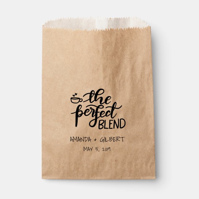 The Perfect Blend Rustic Kraft Paper Wedding Favou Favour Bag (Front)