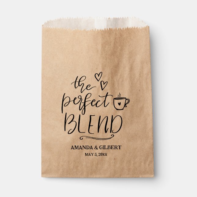 The Perfect Blend Rustic Kraft Paper Wedding Favou Favour Bag (Front)