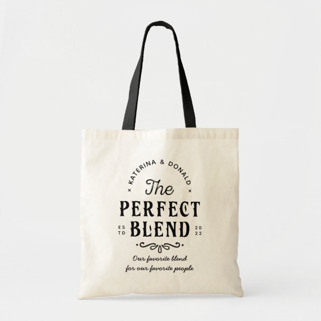 The Perfect Blend Wedding Gift Tote Bag (Front)