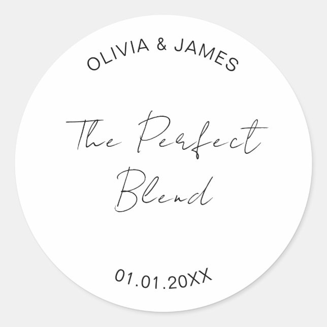 The Perfect Blend Wedding Party Lottery Favour  Classic Round Sticker (Front)