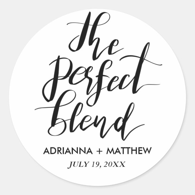 The Perfect Blend Whimsical Wedding Favour Classic Classic Round Sticker (Front)