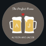 The Perfect Brew Wedding Favour Sticker/ Envelope Classic Round Sticker<br><div class="desc">Perfect for couples who share a love of beer,  this Perfect Brew sticker is perfect as favour stickers or envelope seals. Matching invitations available at berryberrysweet.com</div>