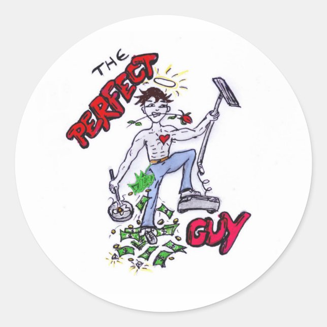 The perfect guy classic round sticker (Front)