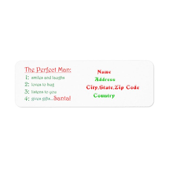 The Perfect Man-christmas address label (Front)
