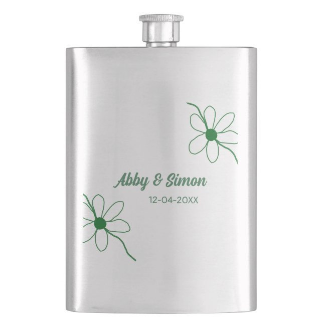 The perfect match add couple name date texture yea hip flask (Front)