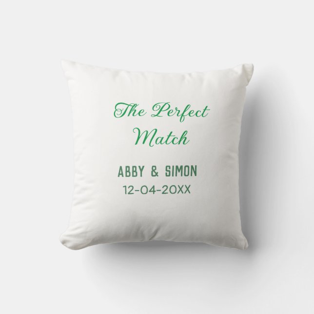 The perfect match add couple name date texture yea throw pillow (Front)