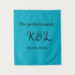The perfect match couple name letter date blue sim tapestry