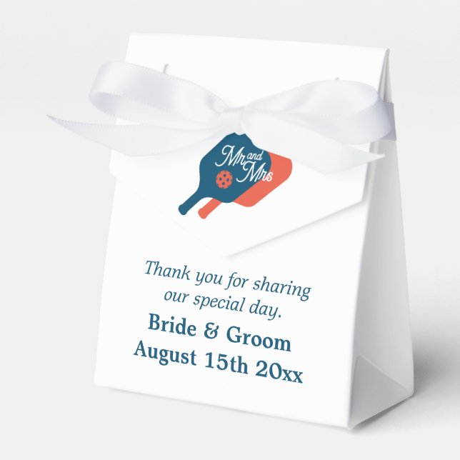 The perfect match cute pickleball theme wedding  favor box (Front Side)