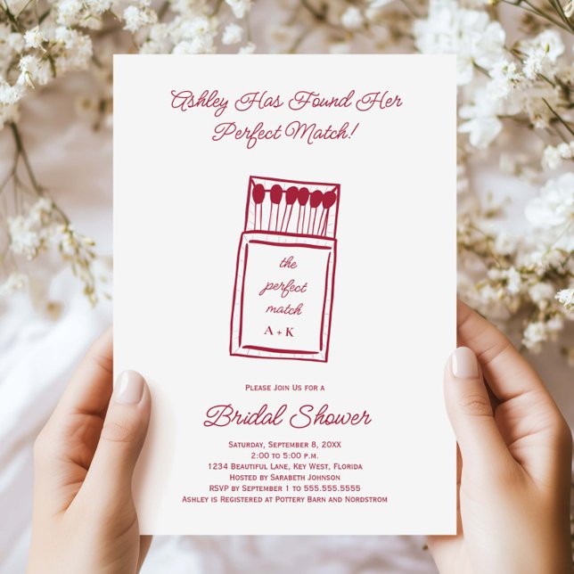 The Perfect Match, Doodle Matchbook Bridal Shower Invitation (Creator Uploaded)