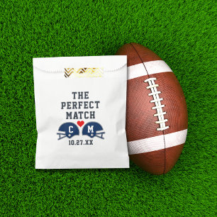 The Perfect Match Football Wedding Monogram Favour Bag