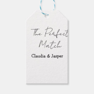 The perfect match name simple couple wedding gift tags