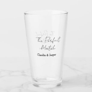 The perfect match name simple couple wedding glass