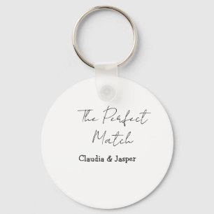 The perfect match name simple couple wedding keychain