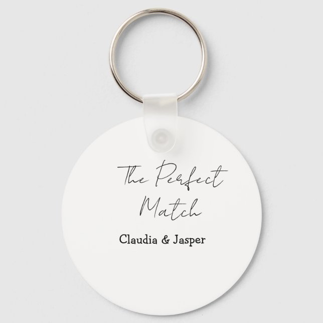 The perfect match name simple couple wedding keychain (Front)