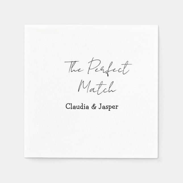 The perfect match name simple couple wedding napkin (Front)