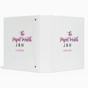 The perfect match pink black name date wedding cou binder