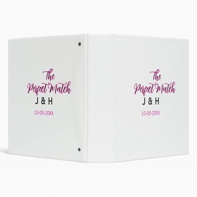 The perfect match pink black name date wedding cou binder (Background)