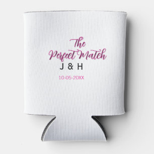 The perfect match pink black name date wedding cou can cooler