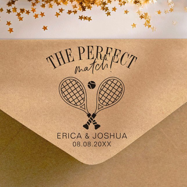 The perfect match Save the Date Wedding Tennis  Rubber Stamp (Creator Uploaded)