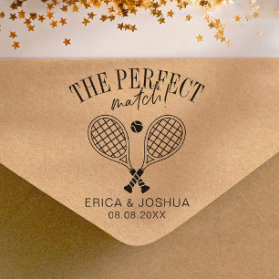 The perfect match Save the Date Wedding Tennis  Self-inking Stamp