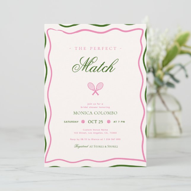 The Perfect Match Tennis Theme Bridal Shower Invitation (Standing Front)