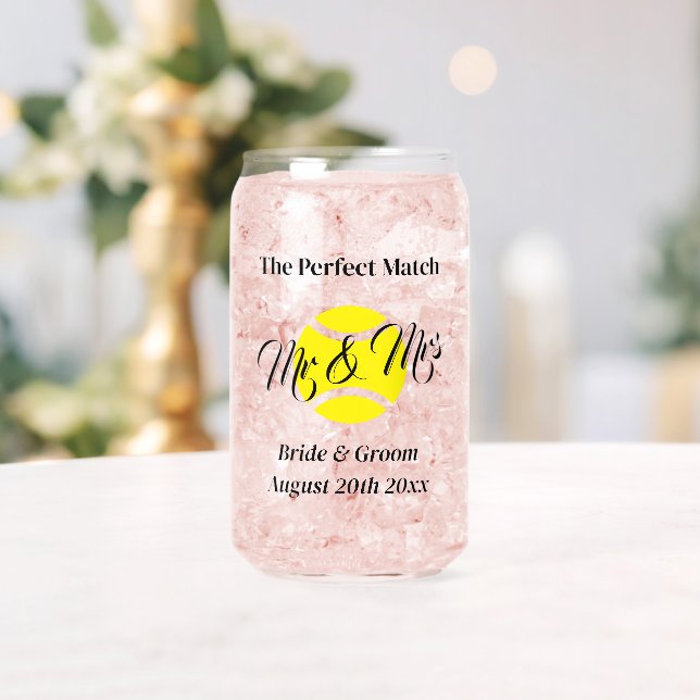 The perfect match tennis theme wedding can glasses (Insitu (Wedding))