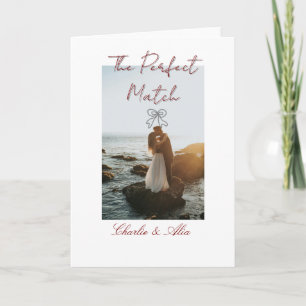 The perfect match wedding couple photo retro mauve card