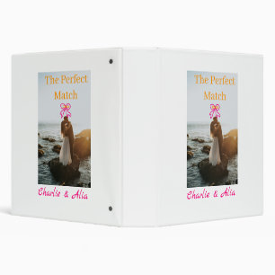 The perfect match wedding couple photo retro pink  binder