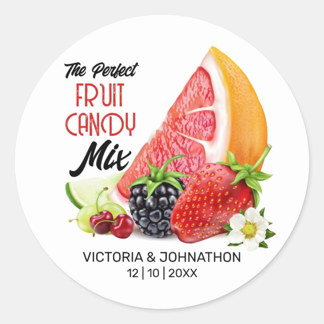 The Perfect Mix Fruit Thank You Wedding Classic Round Sticker (Front)