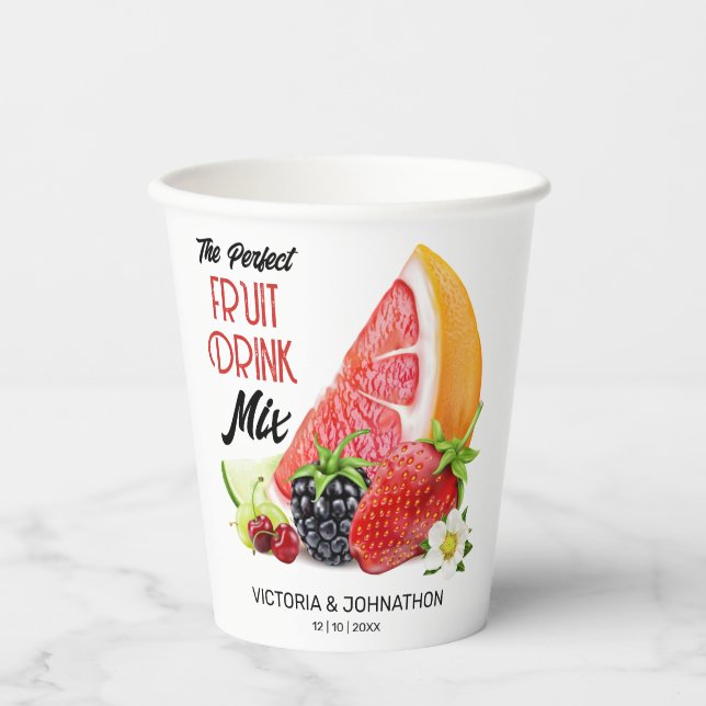 The Perfect Mix Fruit Thank You Wedding Paper Cups (Front)