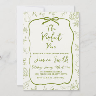 The Perfect Pair Green Bridal Shower Invitation