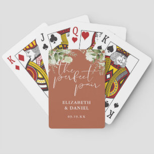 The Perfect Pair Greenery Terracotta Wedding Favor Playing Cards