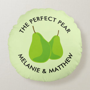 The perfect pear funny green round throw pillow