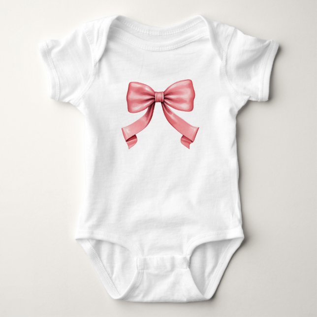 The Perfect Pink Bow Baby Bodysuit (Front)