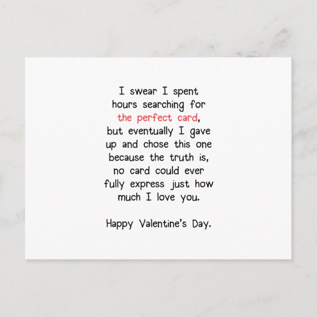 The Perfect Valentine's Day Card (Front)