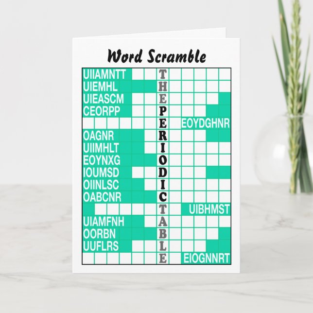 The Periodic Table Word Scramble Card (Front)