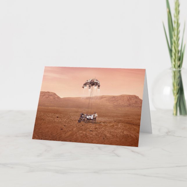 The Perseverance Rover Landing Safely On Mars. Card (Front)