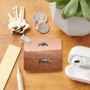 The Perseverance Rover Landing Safely On Mars. Keychain